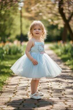 Hello Kitty Toddler Girls Blue Satin and Tulle Tutu Party Dress